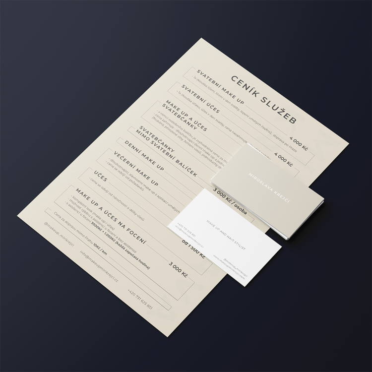 PRINTED SET - BUSINESS CARDS AND PRICE LIST